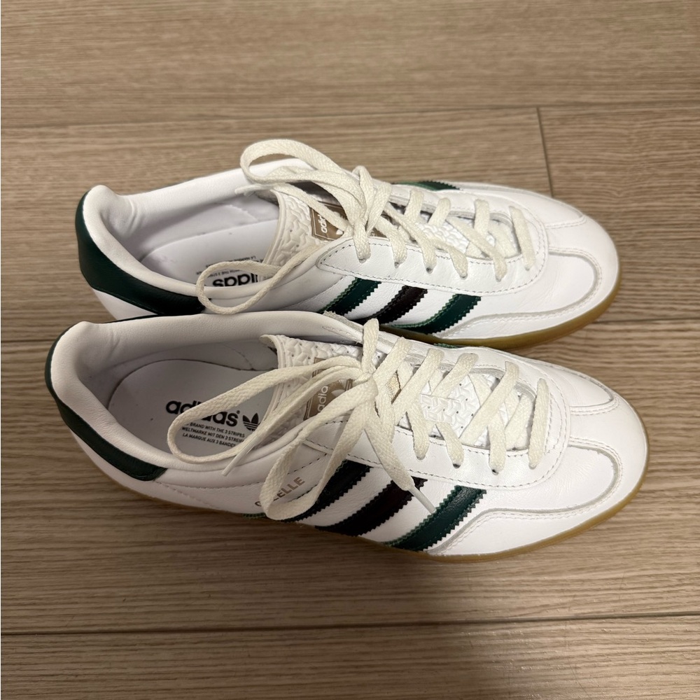 Adidas Gazelle White and Green Sneakers